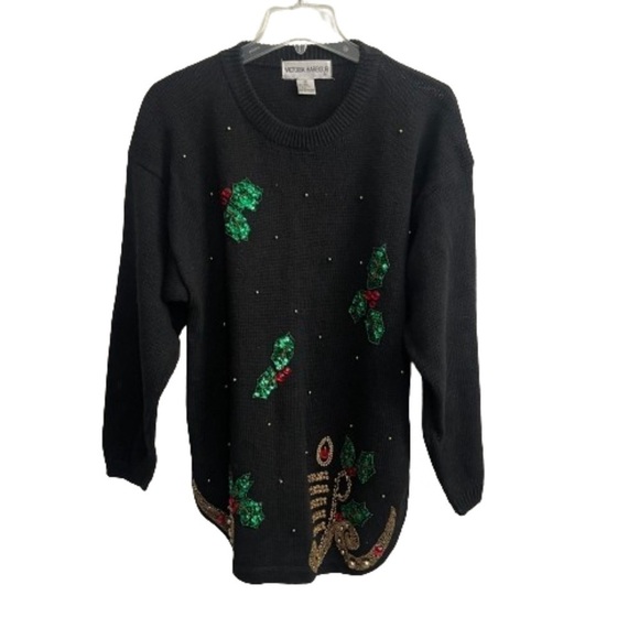 Women’s Victoria Harbour Vintage 90’s Black Christmas Sweater Size Medium! - Picture 1 of 5